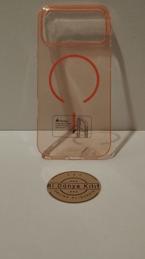 IPHONE 17 PROMAX ŞEFFAF TURUNCU MAGSAFELİ TELEFON KILIFI