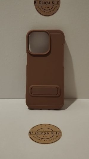 IPHONE 16 PRO KAHVERENGİ STANDLI TELEFON KILIFI