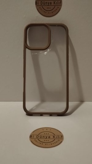 IPHONE 16 PROMAX KAHVERENGİ ÇERÇEVELİ TELEFON KILIFI