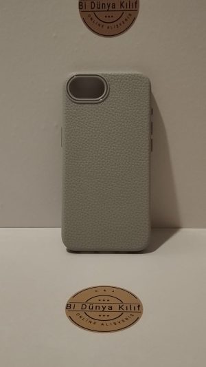 IPHONE 16 E BEJ SUNİ DERİ MAGSAFELİ TELEFON KILIFI