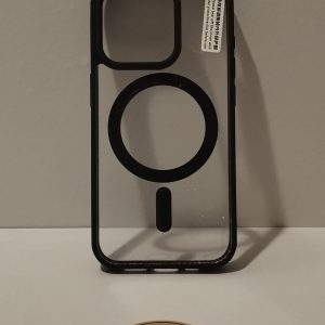 IPHONE 15 PRO ŞEFFAF SİYAH ÇERÇEVELİ MAGSAFELİ TELEFON KILIFI