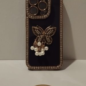 IPHONE 15 PRO MOR KELEBEK DESENLİ TELEFON KILIFI