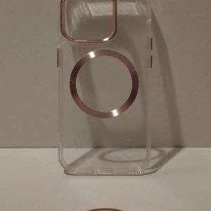 IPHONE 15 PRO ŞEFFAF PEMBE ÇERÇEVELİ TELEFON KILIFI