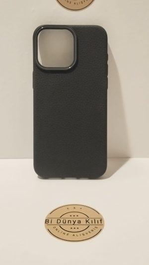 IPHONE 15 PROMAX SİYAH SUNİ DERİ MAGSAFELİ TELEFON KILIFI