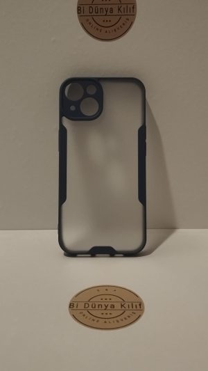 IPHONE 14 LACİVERT ÇERÇEVELİ ŞEFFAF TELEFON KILIFI